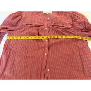 LOFT Pink Pinstripe Blouse 100% Cotton - Size Large
